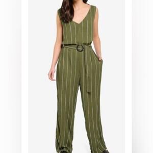 Cotton On Olive Green Striped Jumpsuit size Large